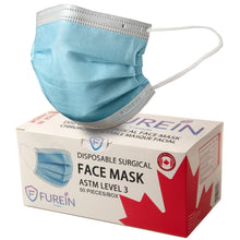 Load image into Gallery viewer, Disposable Surgical Face Mask ASTM Level 3 (Box of 50pc) Made in Canada
