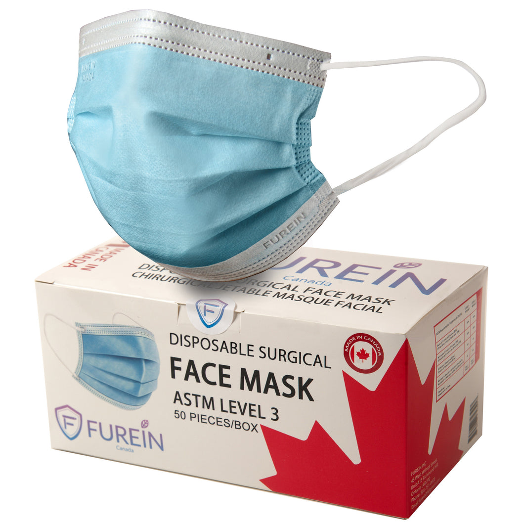 Disposable Surgical Face Mask ASTM Level 3 (Box of 50pc) Made in Canada